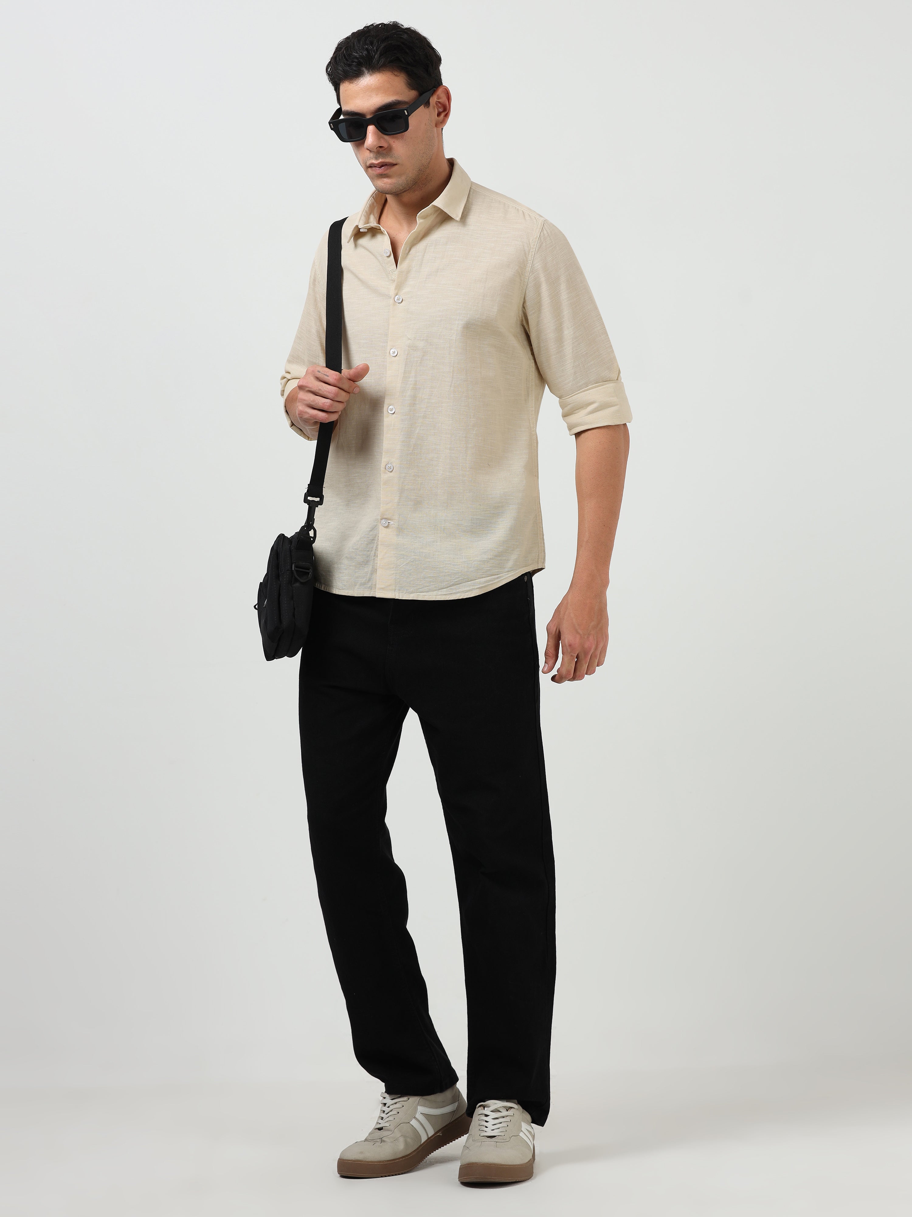Cream - Off White Korean Linen Shirt
