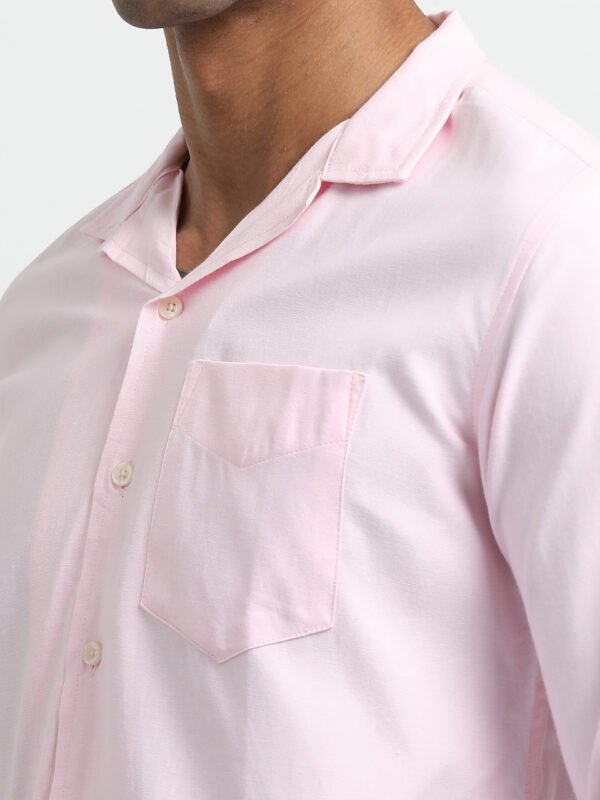 Pink Cuban collar solid full sleeve shirt - Image 6