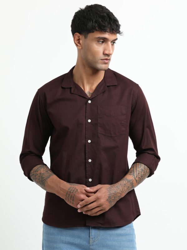 Coco-brown solid full sleeve shirt - Image 2