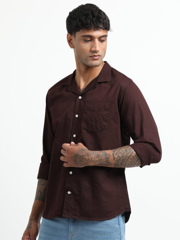 Coco-brown solid full sleeve shirt - Image 3