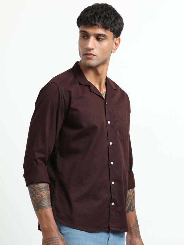 Coco-brown solid full sleeve shirt - Image 4
