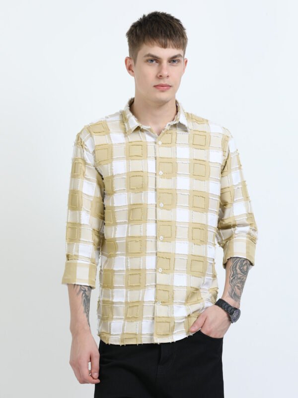 Yellow Designed Checks Full-Sleeve Shirt - Image 2