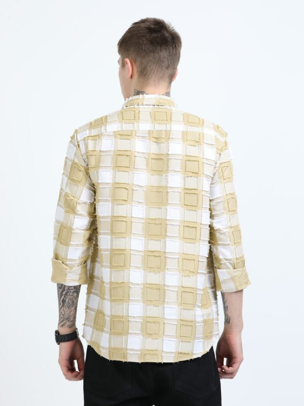 Yellow Designed Checks Full-Sleeve Shirt - Image 3