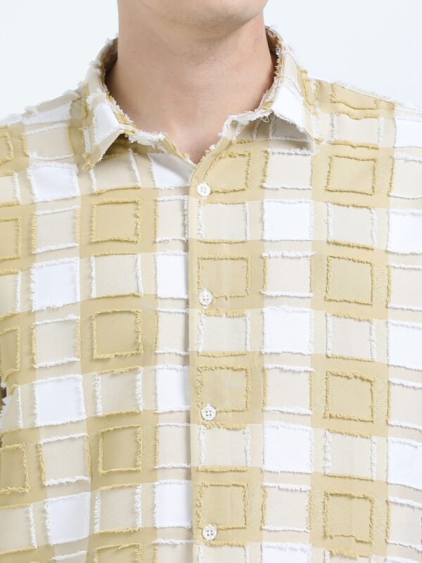 Yellow Designed Checks Full-Sleeve Shirt - Image 4