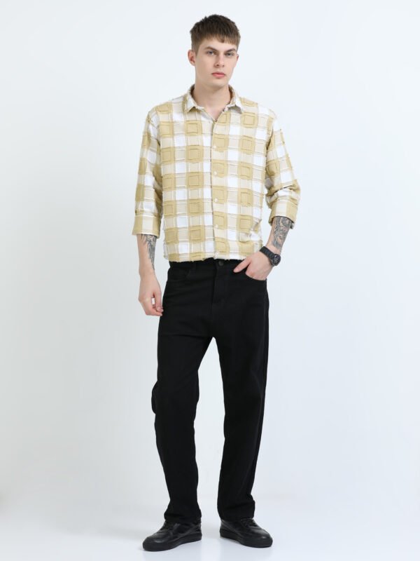 Yellow Designed Checks Full-Sleeve Shirt - Image 6