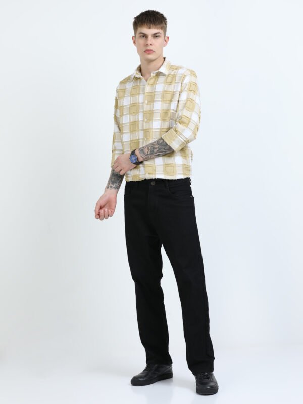 Yellow Designed Checks Full-Sleeve Shirt - Image 7