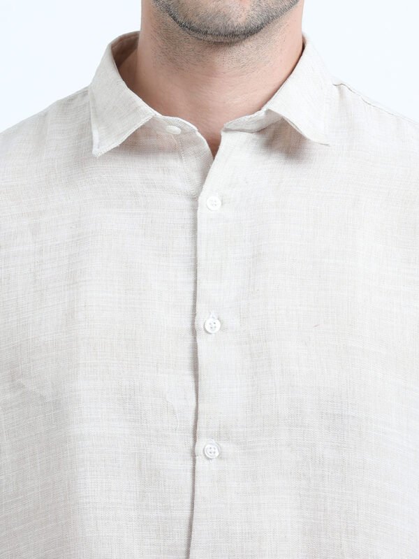 Beige & Brown Premium Linen Shirt - Image 4