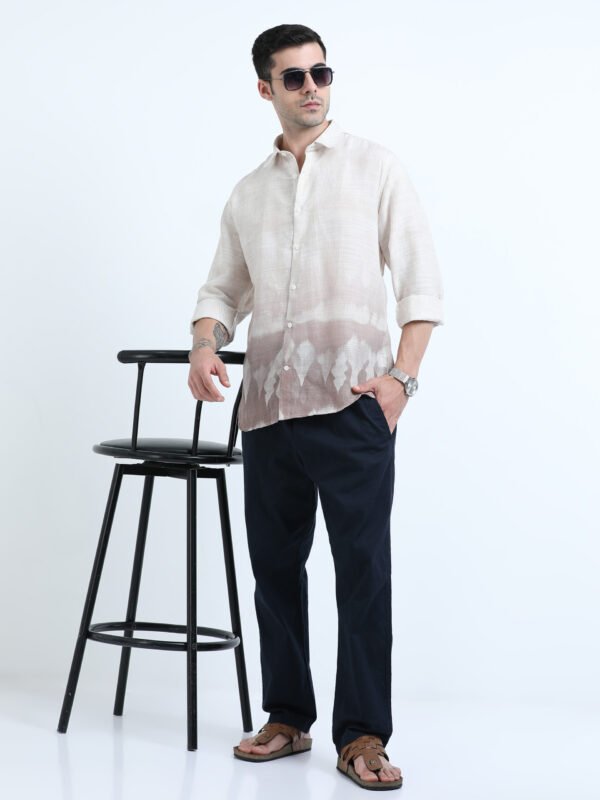 Beige & Brown Premium Linen Shirt - Image 5