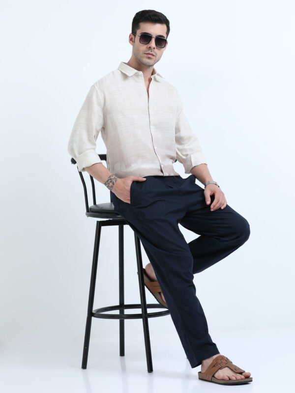 Beige & Brown Premium Linen Shirt - Image 7