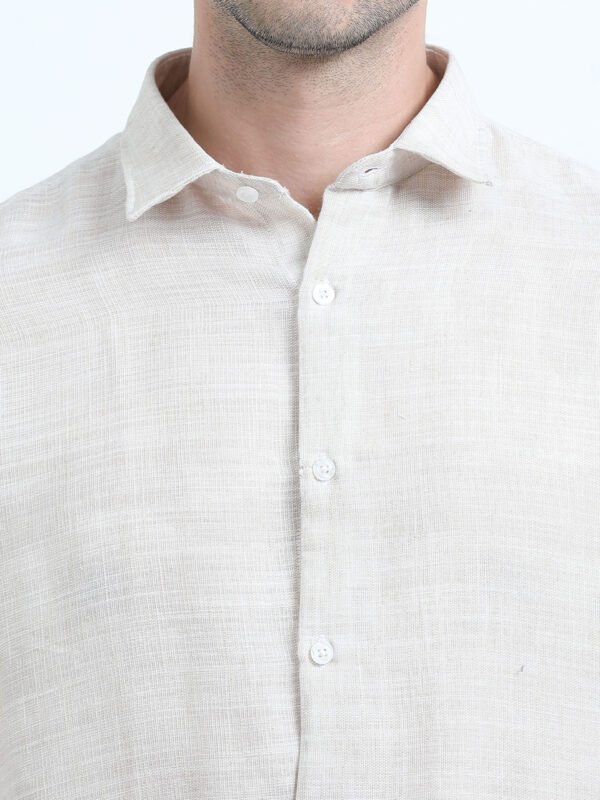 Beige & Green Premium Linen Shirt - Image 4