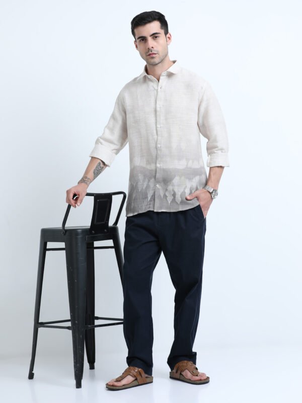 Beige & Green Premium Linen Shirt - Image 5