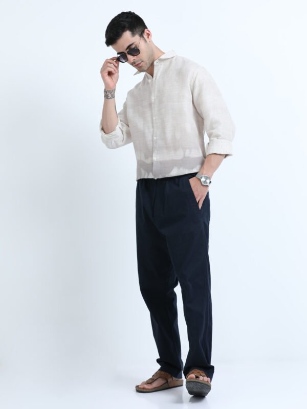 Beige & Green Premium Linen Shirt - Image 6