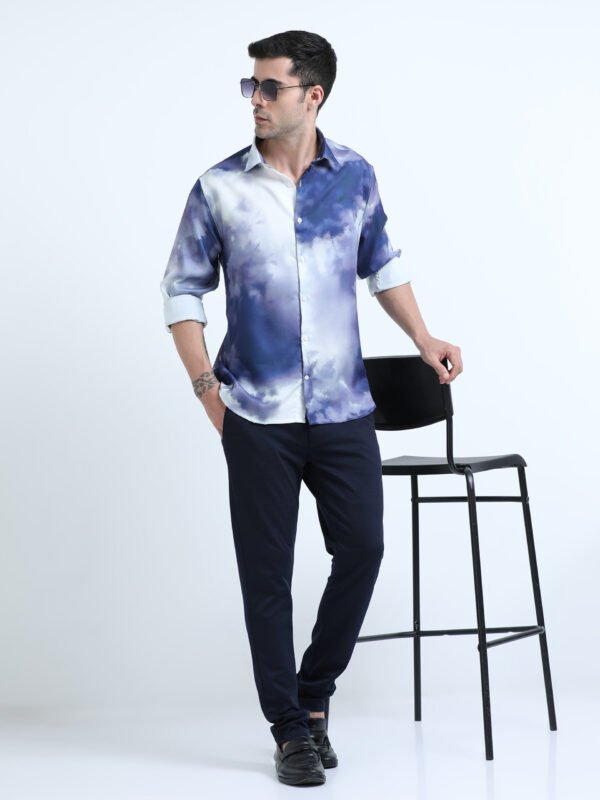 Premium Blue Printed Shirt - Image 5