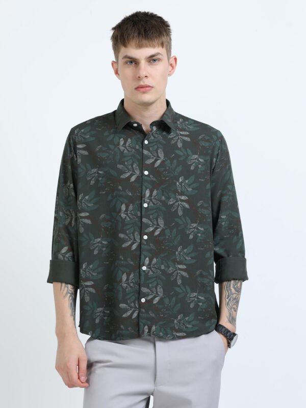 Premium Green Printed Shirt - Image 2